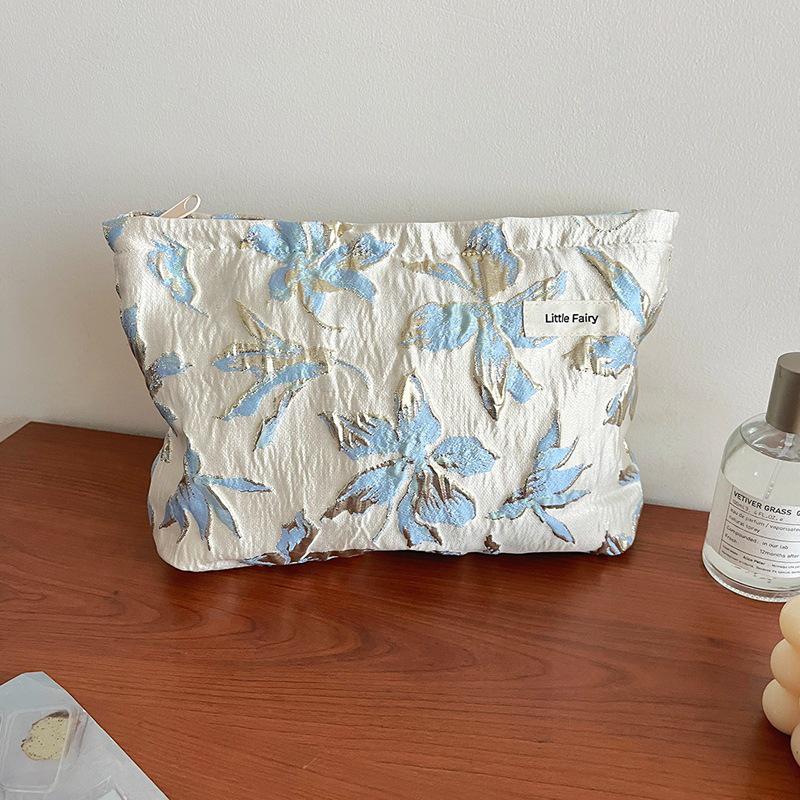 Pink Floral Makeup Bag: Women's Portable, Large Capacity, Small Size Travel Toiletry and Skincare Storage Bag