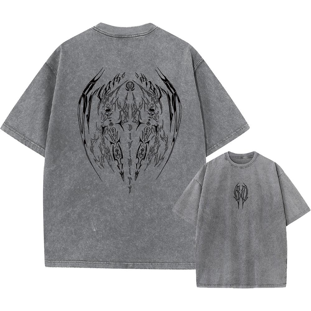 

Mens Casual Creative Print Washed TShirt Retro Street Style Comfortable Pure Cotton Crew Neck Short Sleeve Daliy Commute Top S