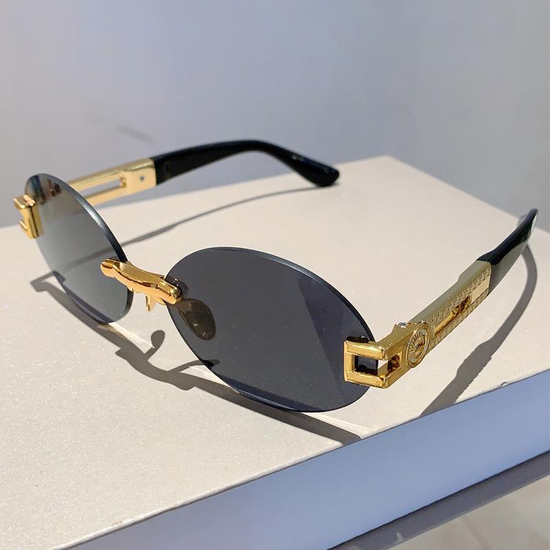 

Женские стильные безободковые овальные солнцезащитные очки с градиентными линзами цвета морской волны, очки, новые, модные, винтажные, дизайнерские, женские golden