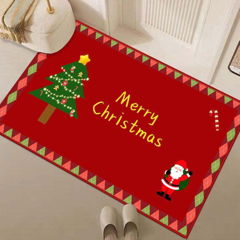Non-Slip Christmas Cartoon Floor Mat for Entryway, Living Room, and Bathroom