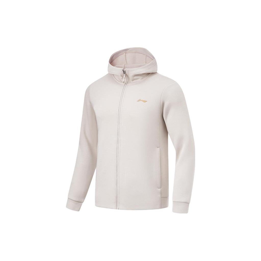 Li Ning Plain Hooded Knitted Cardigan Sweatshirt Men sweatshirts Mica-Gray AWDU127-2