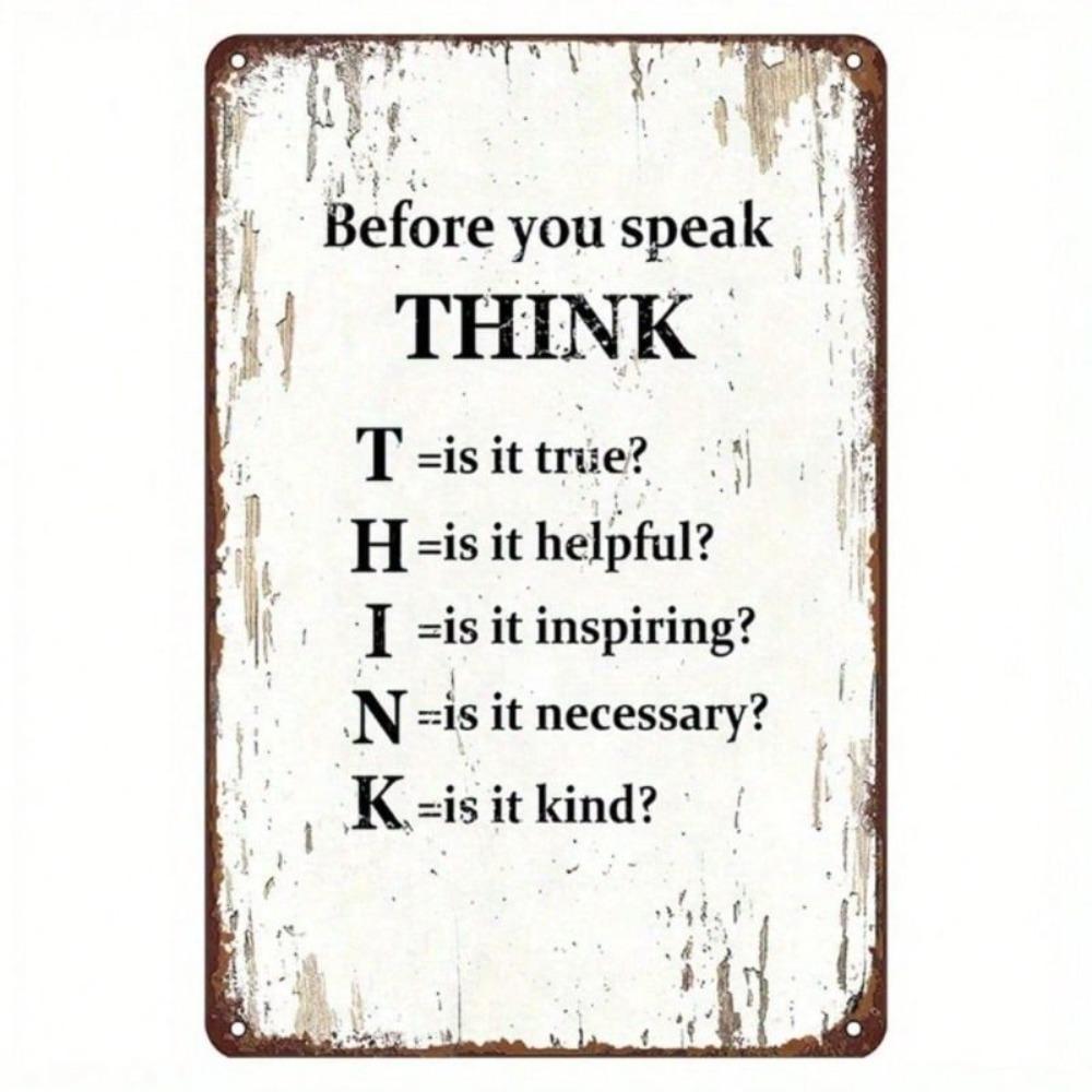 Metal Poster Vintage Think Before You Speak Wall Art Decor for Home Bar Cafe