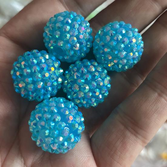 10Pcs 20mm Large Hole Beads Sparkling Rhinestone Colorful Jewelry Beads DIY Jewelry Making Pens Keychains Necklaces Round Sparkling Beads