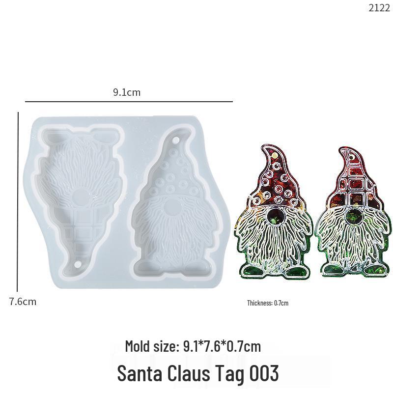 Poppy DIY Resin Mold: Double Santa Claus Pendant