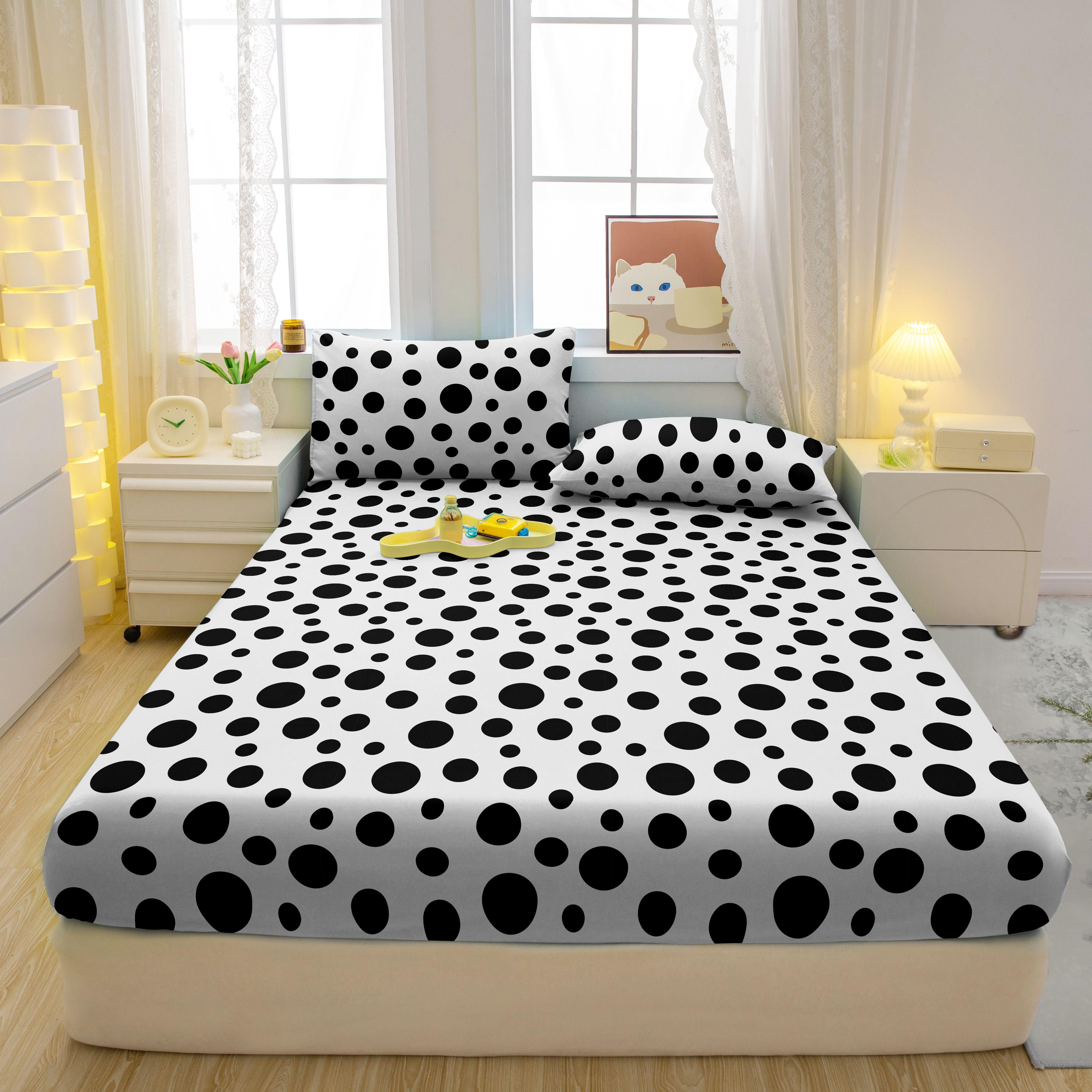 

Modern Geometry Printed Fitted Sheet Matte Bed Cover Soft Bedding for Home Decor 71x132cm