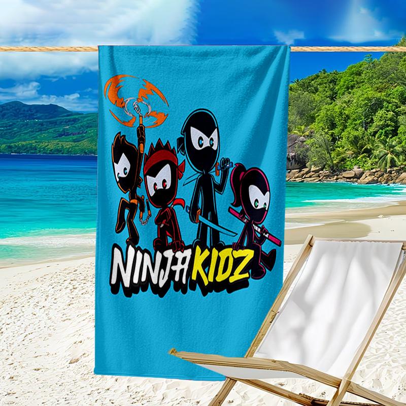 Ultra-Soft Beach Towel with Ninja Kidz Theme,Ideal for Pool - Camping, Diving - Perfect Travel Essential, Vibrant Beach Towel.