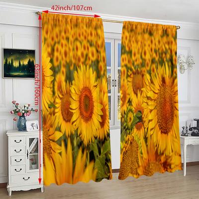 2 PZ - Girasole - Tenda stampata - Materiale poliestere - Adatta per camera da letto, soggiorno, studio (può essere personalizzato)