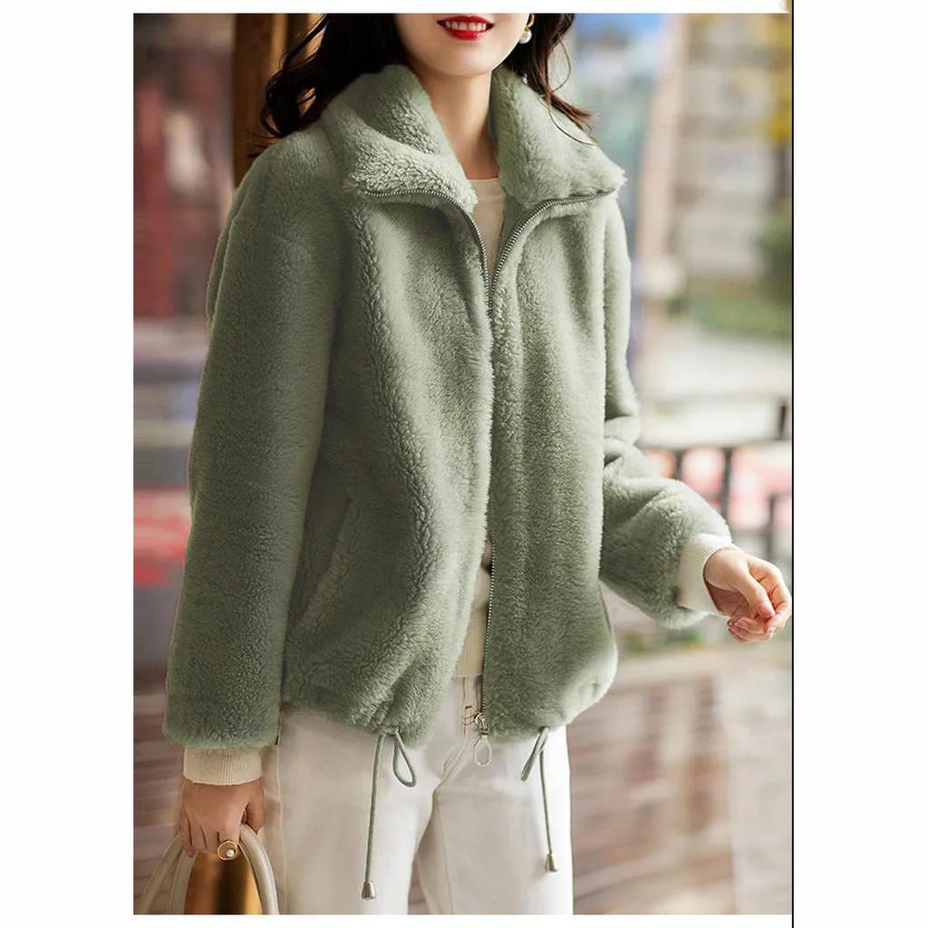 Velvet Thickened Autumn Winter Zipper Sweater Women's Velvet Simple Warm Turtleneck Jacket
