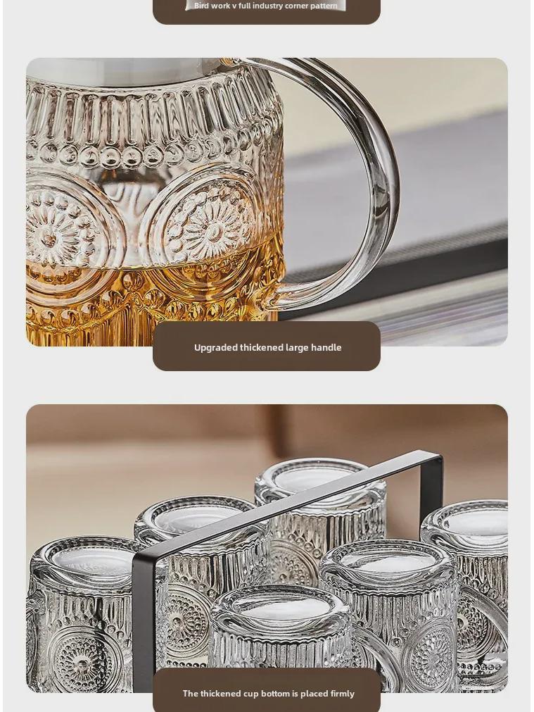 Stylish Heat-Resistant Glass Kettle with Handle - Large Capacity Flower Teapot for Cool Drinks