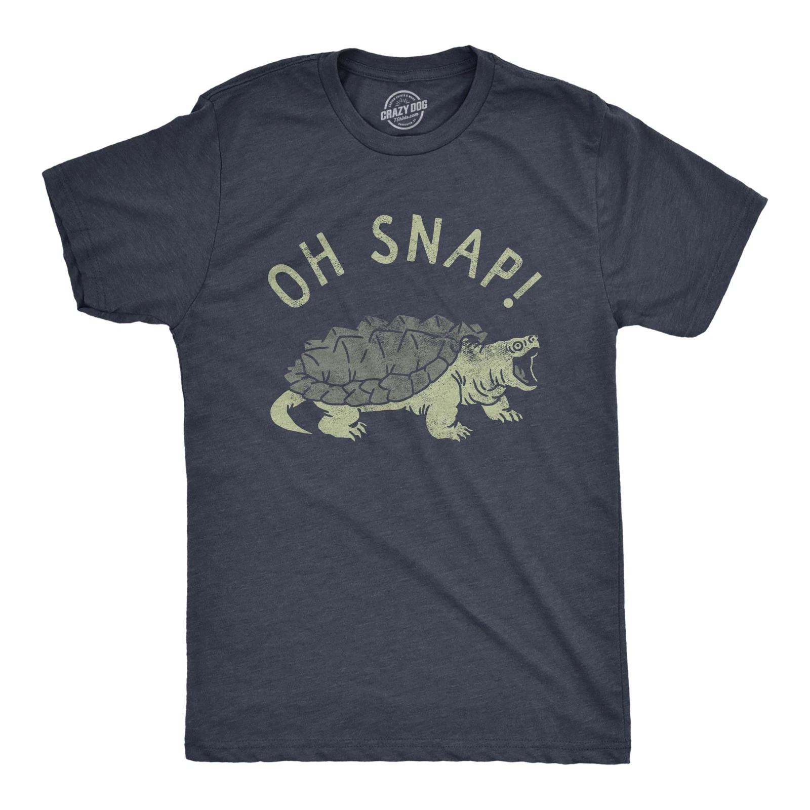 Mens Oh Snap T Shirt Funny Sarcastic Snapping Turtle Joke Tee for Guys XL