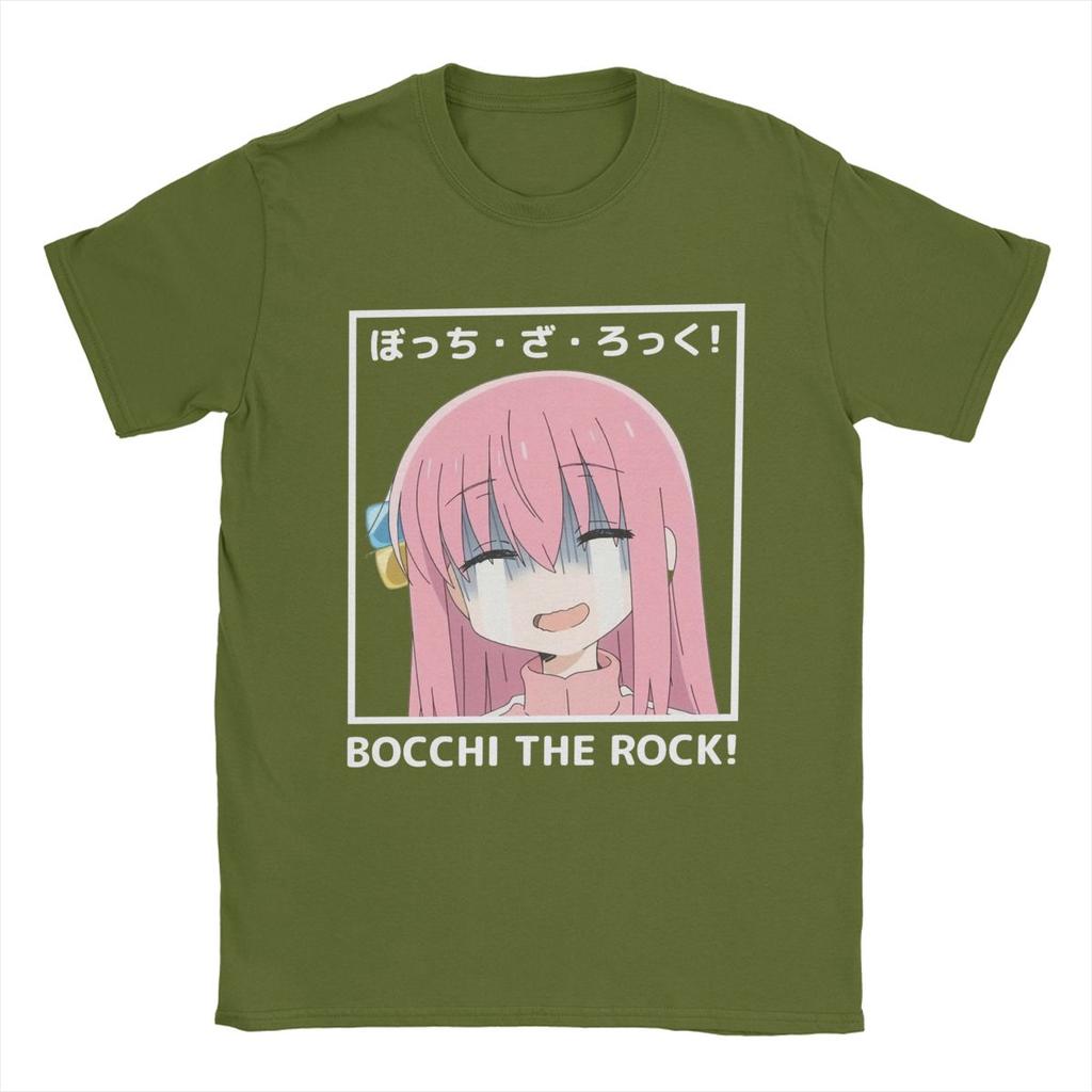Bocchi The Rock Crying T Shirts Men Pure Cotton Vintage T-Shirt Crewneck Anime Tees Short Sleeve Clothing Birthday Gift