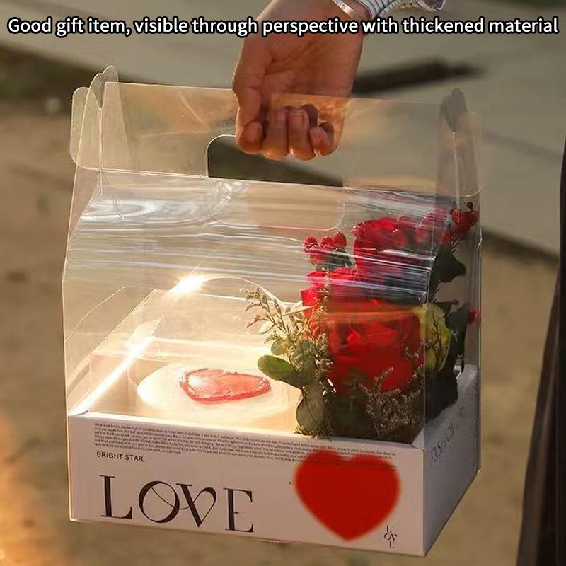 Pet Clear Cake Bag Gift Box With Handle Flower Storage Boxes Party Favor Decorative Engagement Proposal Celebration Ceremony