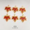 18K Gold-Plated Autumn Red Zircon Maple Leaf Necklace with Micro-Pave Accents