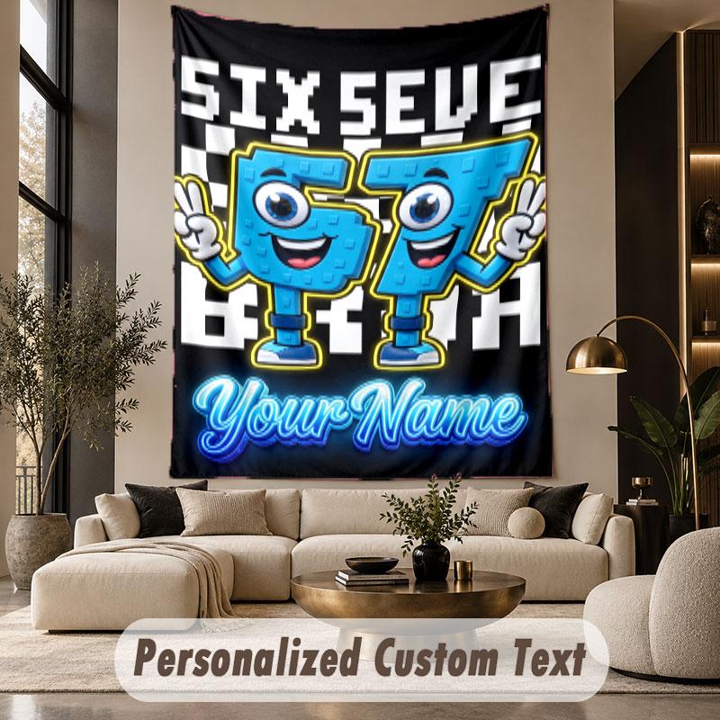 Géométrique Abstrait (50) Tenture murale personnalisée sur le thème du texte avec nom personnalisé, tapisserie pour décoration intérieure, tissu de fond