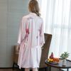 Ice Silk Satin Soft Printed Rose Thin Women's Pajamas Spring and Summer Sexy Lace Up Pajamas Home Pajamas Set