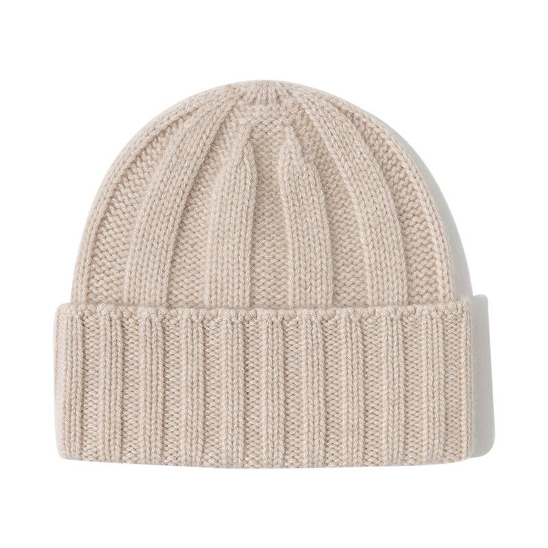 Autumn and Winter New Pure Cashmere Thickened Thick Pit Strip Cap Cashmere Seamless Integration Spot Men's and Women's Cashmere Cap