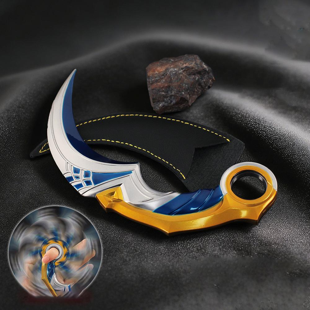 Juguete Modelo Karambit Sombra Celestial de Valorant 16cm 6.3pulgadas Metal No Afilado Giratorio Réplica Coleccionable Con Funda