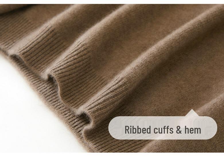Women's Cashmere Half-Zip Pullover: Versatile Loose-Fit Solid Knit Sweater for Autumn/Winter