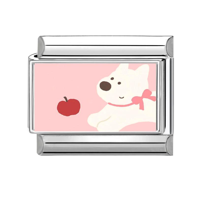 Y2K Cartoon Cat Dog Flower Love Rabbit Guitar Italian Charm Links Fit 9mm Stainless Steel Bracelet Women Men DIY Making Gift