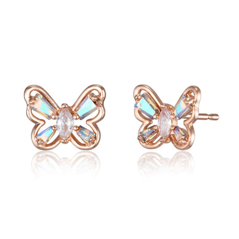 CRANNE 14K GF Rainbow Stone Butterfly Earrings C24EGF203
