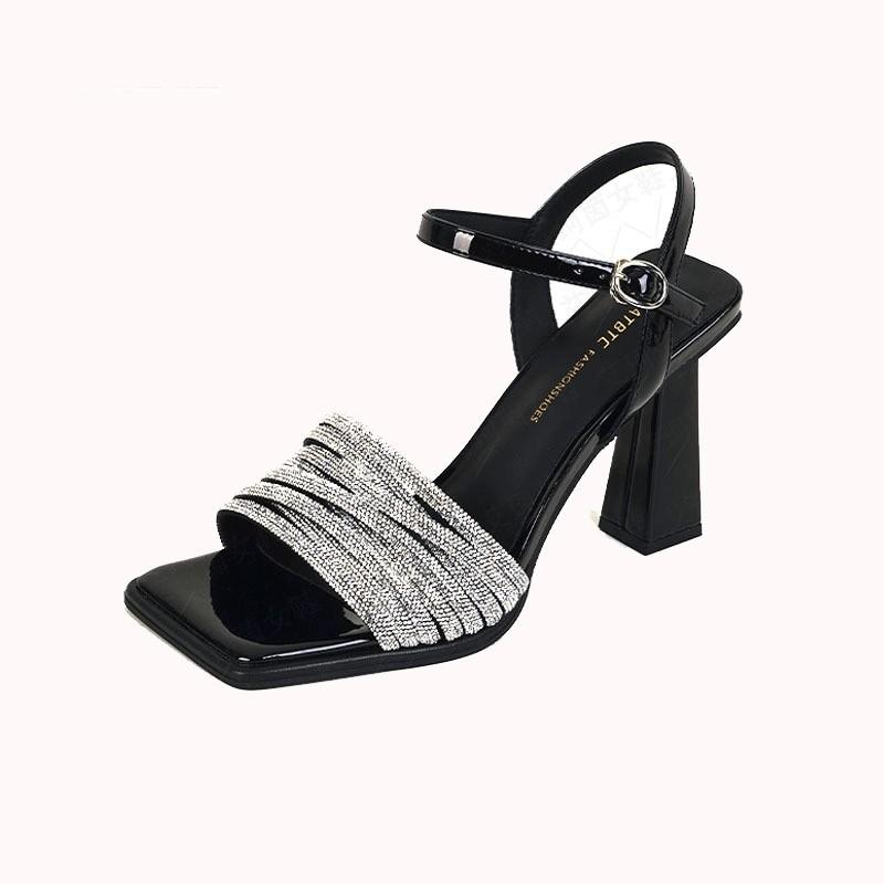 Fashion New Summer Fashion Style Designder Luxury Rhinestone Decoration Women's High Heel Peep Toe Banquet Ladies Shoes Zapatos Mujer