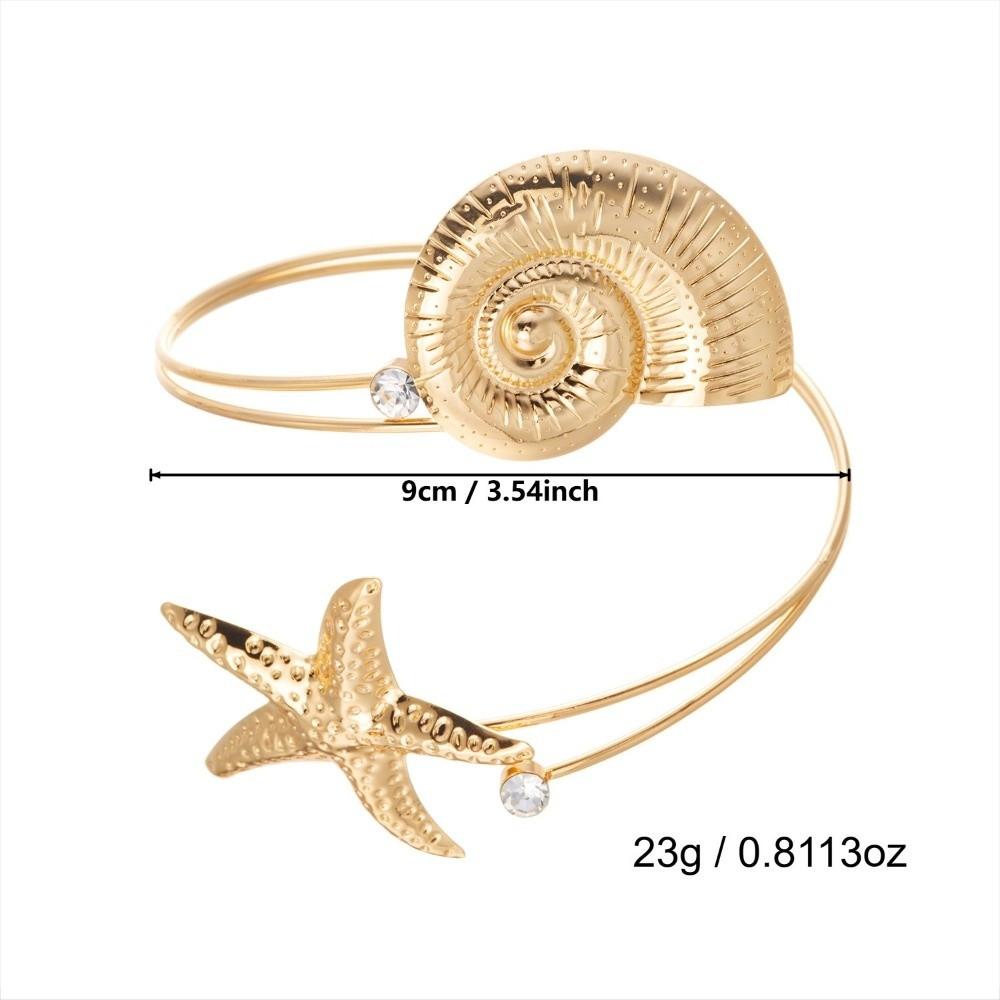 Fashion Bohemian Style Open Arm Ring Simple Gold Color Arm Bangle Adjustable Starfish Cuff Bracelet Jewelry Gift