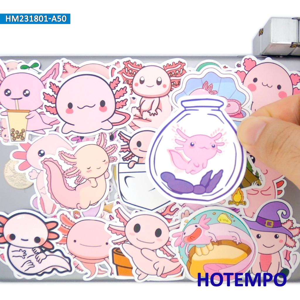 Axolotl Stickers Set Ambystoma Mexicanum Cute Cartoon Pink Animals For Laptop Phone Scrapbook Funny Sticker Pack 203050Pcs