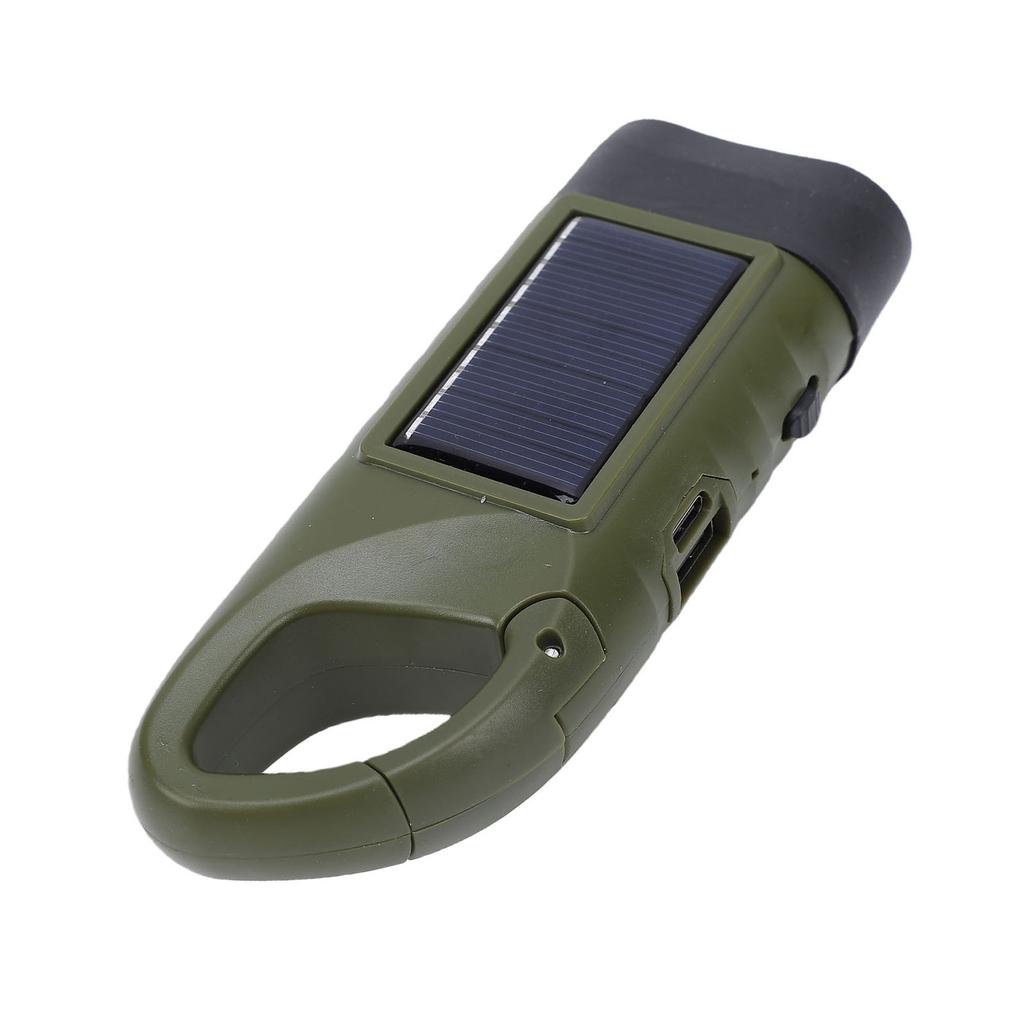 5 in 1 Flashlight Bright Hand Crank Solar USB Powered Flashlight with Power Bank Function for Outdoor Emergency