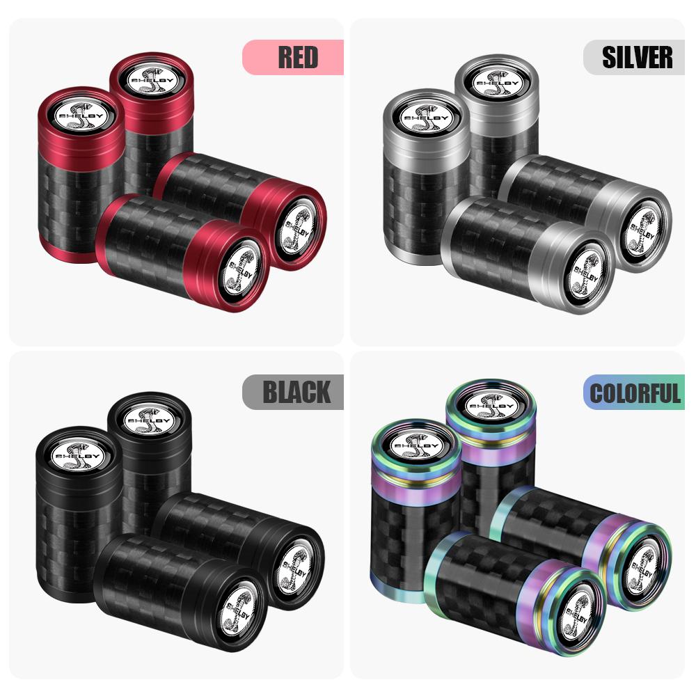AJS1 New 3D Car Accessories Wheel Carbon Fiber Valve Caps Stem Case For Ford Kuga Transit Ecosport Focus Ranger Mondeo Mustang Fusion