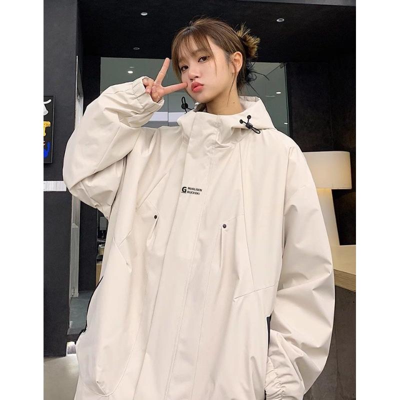 

Ретро Куртка Рабочая Куртка Женская Свободная Универсальная Модная Брендовая С Капюшоном L бежевый