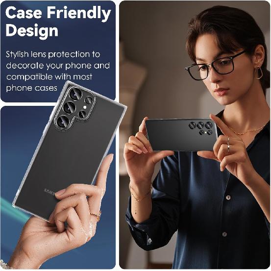 CloudValley for Samsung Galaxy S24 Ultra Camera Lens Protector, 9H Tempered Glass & Ultra-Thin Aluminum Alloy Individual Lens Screen Protective Cover