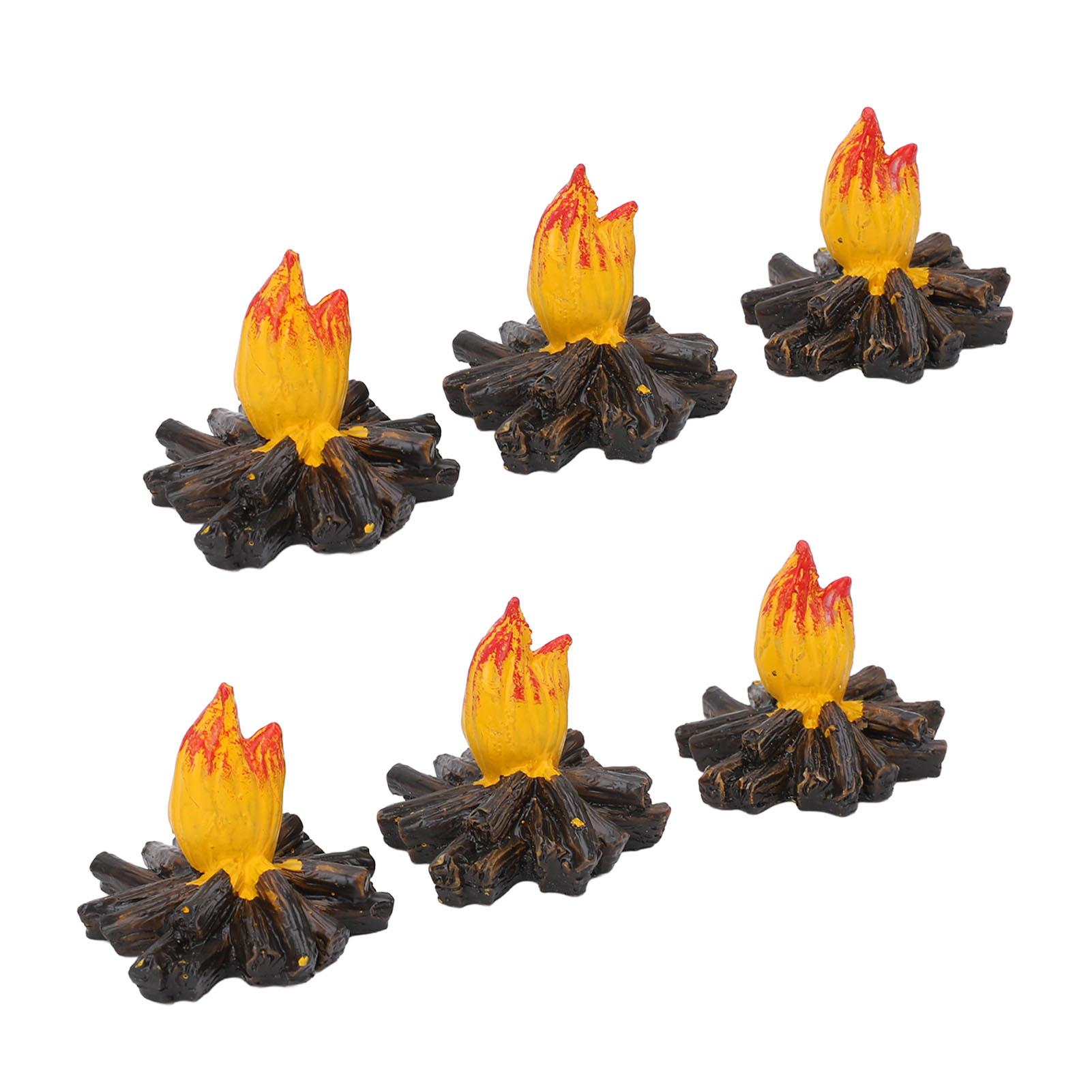 

6 шт. Миниатюрное украшение из смолы для кукольного домика с огнем, украшение для мини-пейзажа