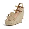 Fashion 2024 New design bohemian wedges platform peep toe sandals ankle strap high heel comfort casual shoes pumps rope sole