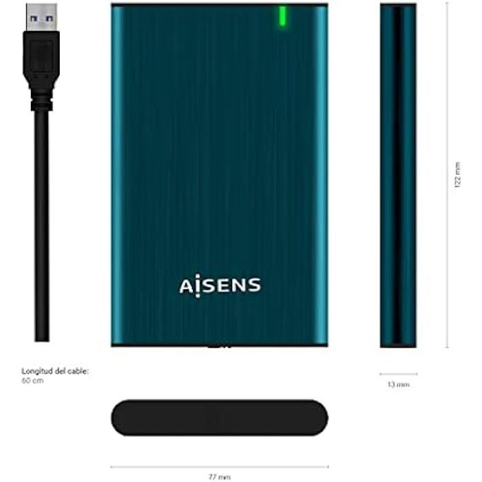 Boîtier externe pour disque dur 2,5" SATA A USB 3.0/USB3.1 GEN1 - AISENS - ASE-2525PB - Bleu Pacifique