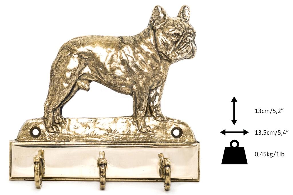 French Bulldog, Frenchie – Key holder with a dog, brass handle for dog accessories | Art-Dog