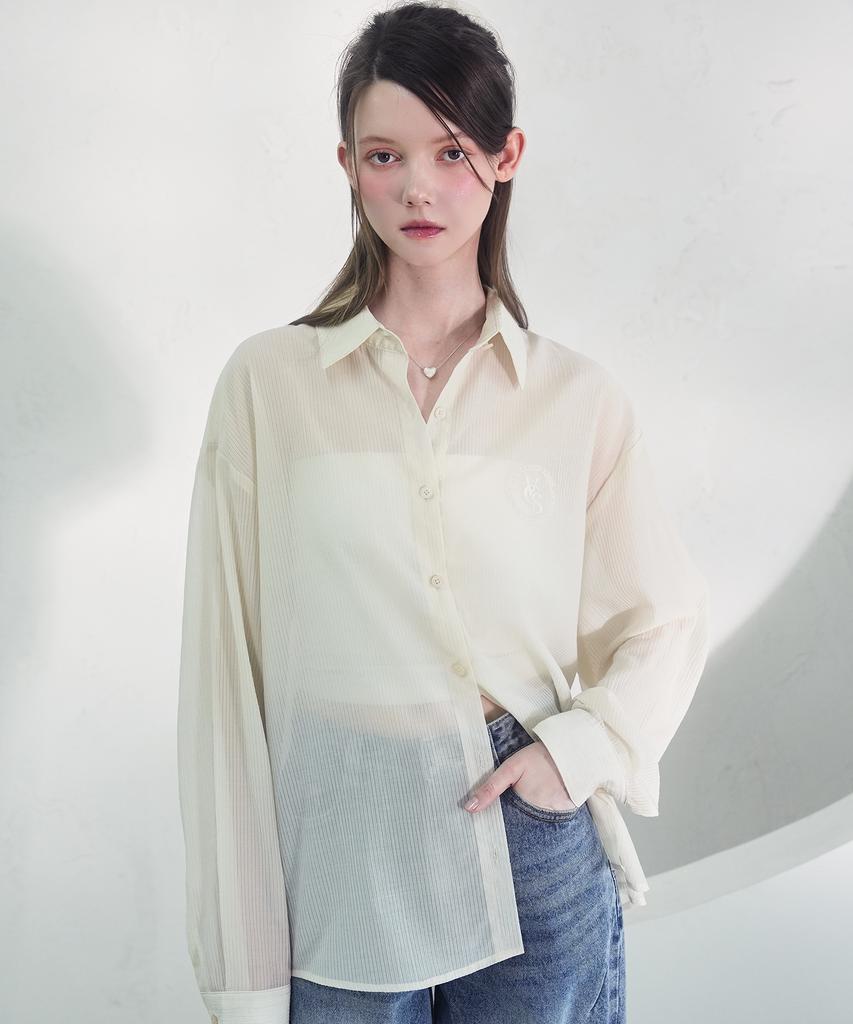 VIVACIOUS Sillage See-Through Stripe Shirt Pink