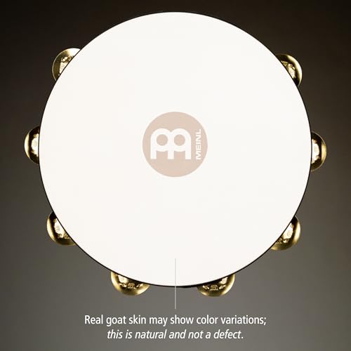MEINL Percussion Traditional Goat-Skin Wood Tambourine with Brass Jingles, 1-Row, TAH1B-AB