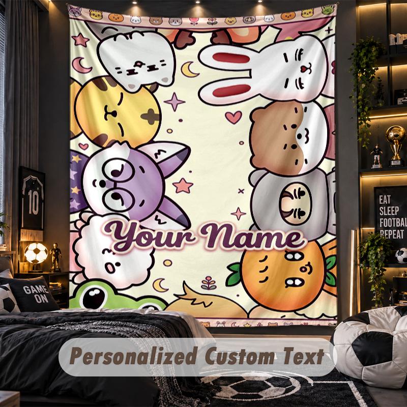 Personalized Wall Tapestry,SEVENTEEN Custom Printed Name, Fabric Wall Art For Indoor Room Backdrop