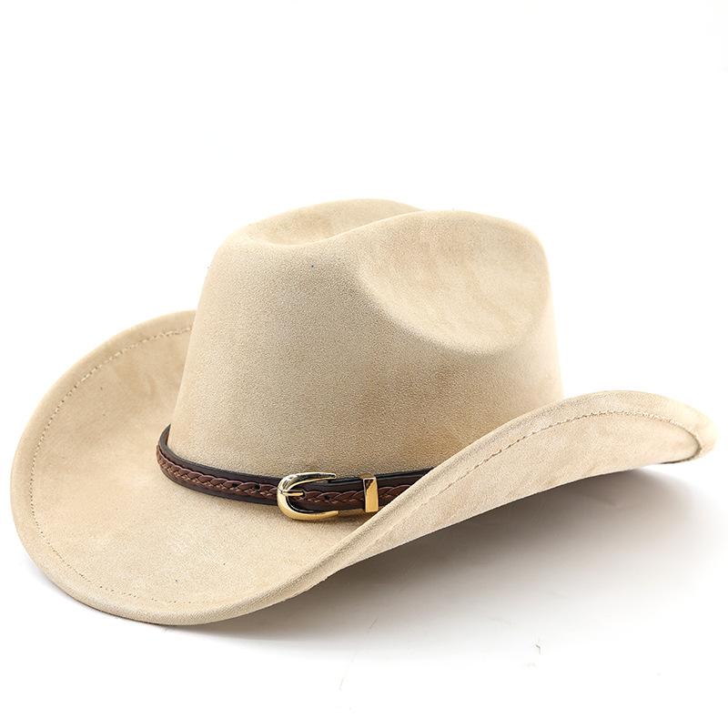 New Fashion Suede Cowboy Fedoras Cap Retro Unisex Outdoors Big Brim Top Hat Western Style Handsome Britain Panama Jazz Hat