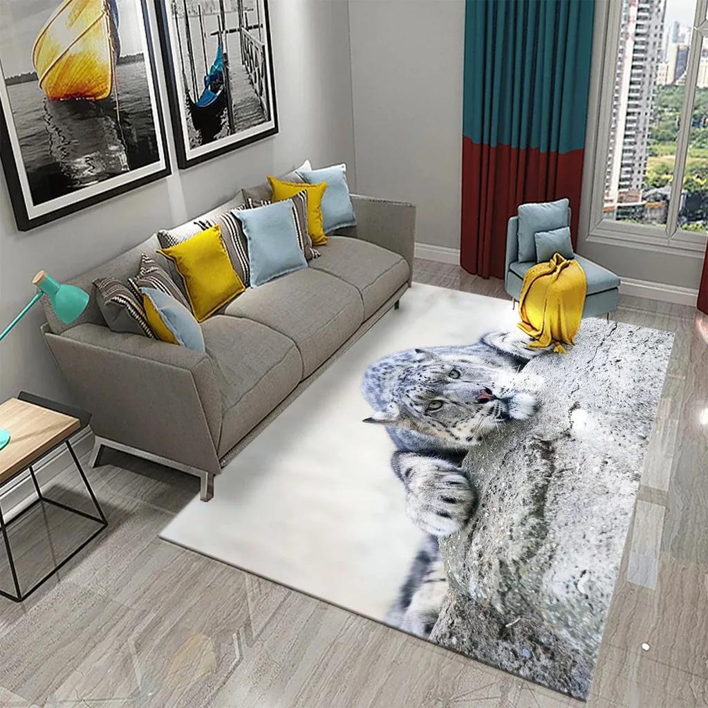 3D Leopard Carpet Wild Animal Pattern Living Room Bedroom Bathroom Kitchen And Kids Play Area Non-Slip