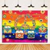 Colorful Hippie Bus Background Banner Bohemian Style Theme Backdrop Supplies Love And Peace Party Decorations Photography Props