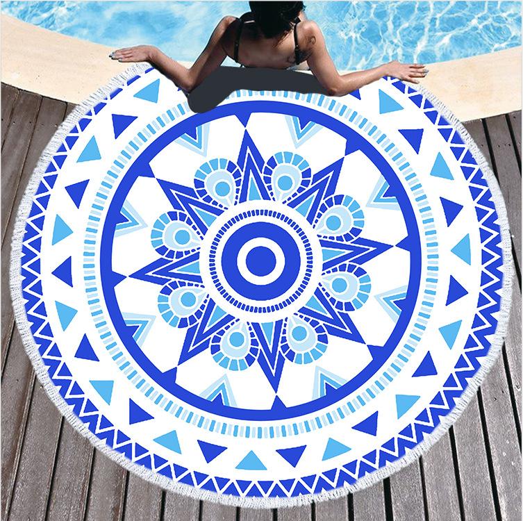 Mikrofaser Marmor Abstraktes Muster Strandtuch Rund Groß Aquarell Treibsand Yoga Handtuch Mit Quaste Strandmatte Decke Abdeckung
