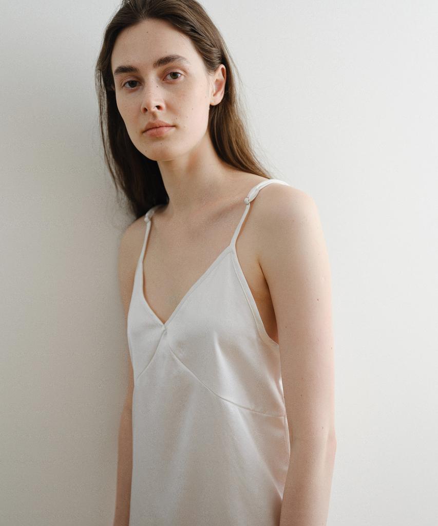 DENOAH Barca Silk Midi Dress (White)