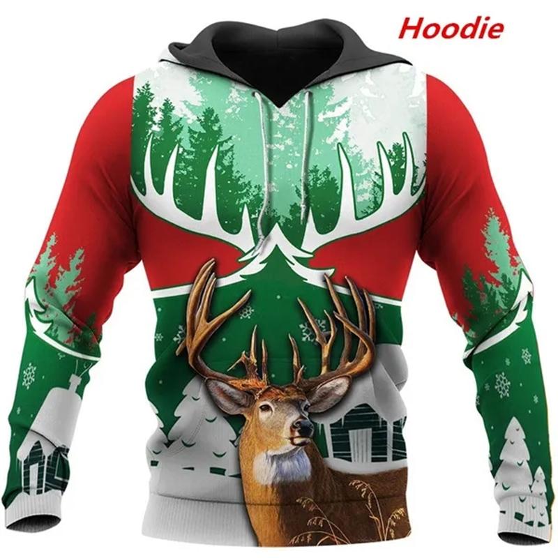 Fashion Deer Hunting Camo Hoodie Cool Slim Jacket Costume Coat 3d Sweatshirts Animal Men Women Casual Christmas Hoodie Tops
