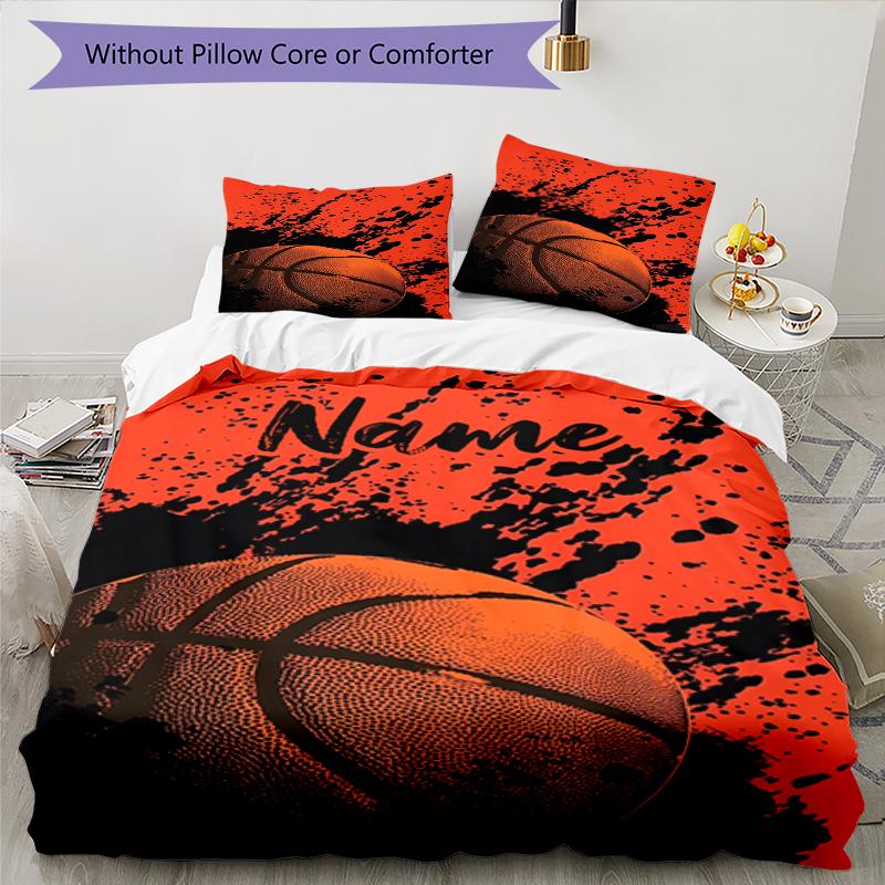 3pcs Custom Name Basketball Bedding Set Duvet Cover Closure Includes 1 Duvet Cover & 2 Pillowcases, Soft and Comfortable for All Seasons.
