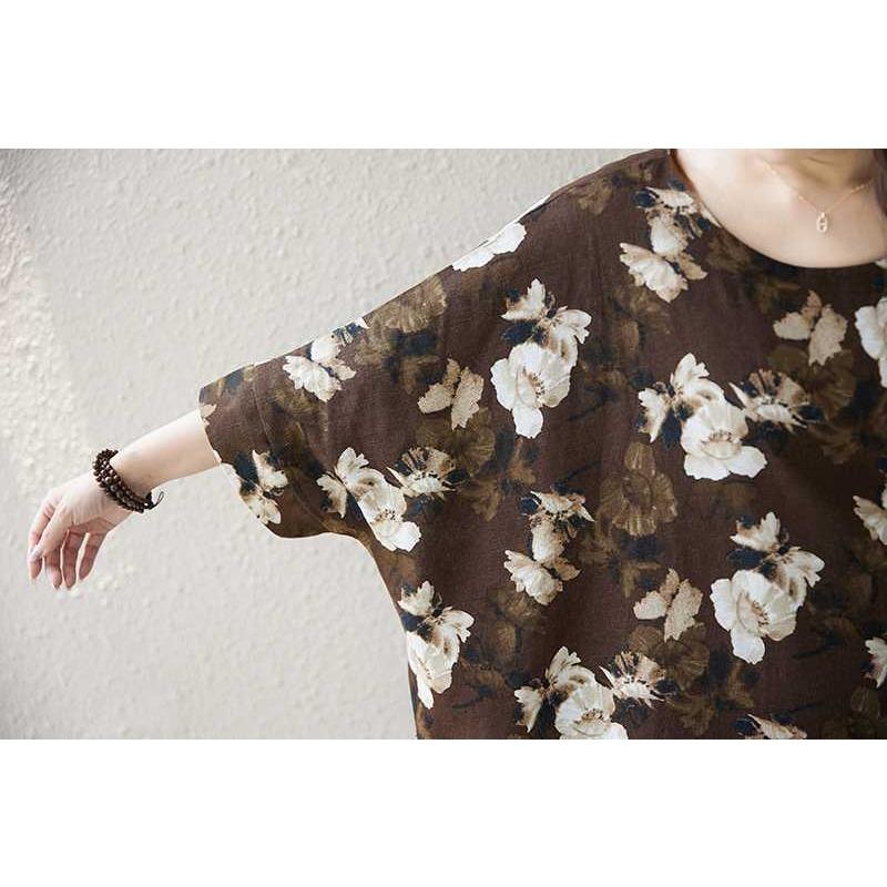 Summer Vintage Loose Cocoon Dress Round Neck Skirt