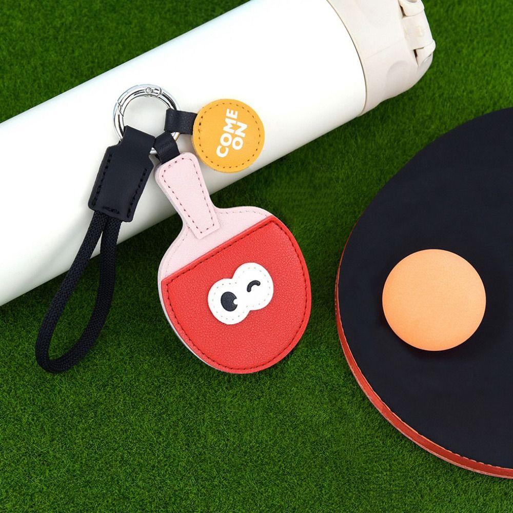 Wrist Strap Table Tennis Leather Pendant Hand-sewn Badminton Cartoon Keychain  Sports Fans