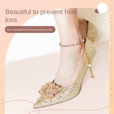 High Heel Anti-drop Rhinestone Loose Anti-skid Chain Strap Adjustable Shoe Belt Ankle Holding Elastic Shoe Strap Accessories