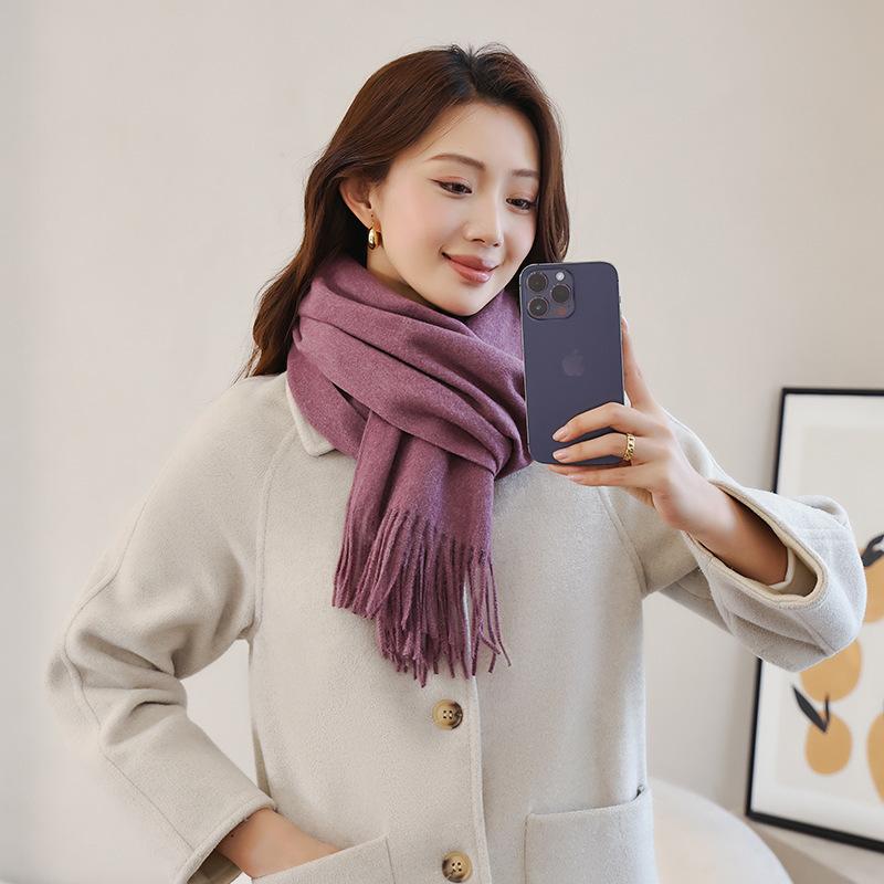 Cashmere Scarf Shawl High End New Wool Scarf Women's Winter Thickened Solid Color Scarf for Men