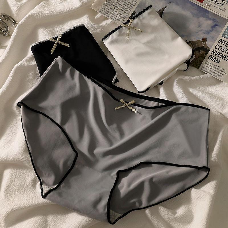 3pcs Ice Silk Women's Crotch Comfortable Breathable Mid-Rise Japanese Ins Style Briefs